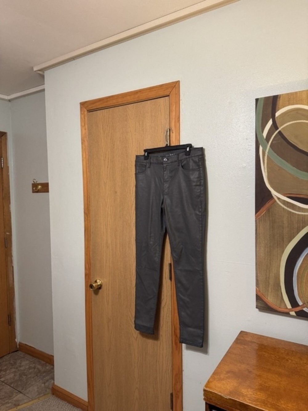 White House Black Market "The Skinny" Size 12 Solid Gray High-Rise Coated Jeans